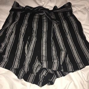 Forever 21 Striped Tie Up Paperbag Shorts